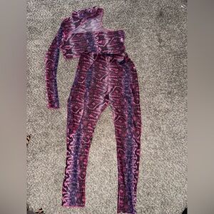 PrettyLittleThing Pink and Purple One-Shoulder Jumpsuit